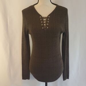 No Boundaries Brown Long Sleeve Ribbed Bodysuit